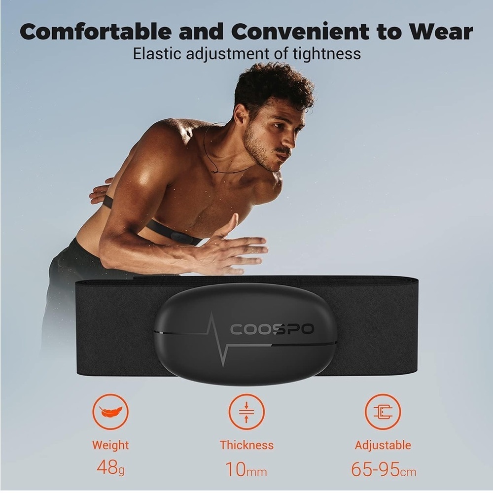 COOSPO Heart Rate Monitor Chest Strap Bluetooth Waterproof, Compatible Peloton